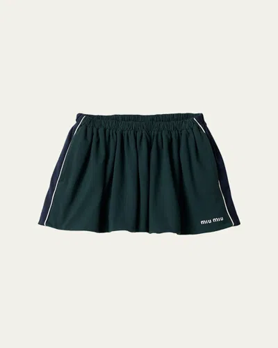 Miu Miu Elastic Waist Midi Skirt In Green