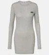 Miu Miu Cotton Jersey Minidress In Gray