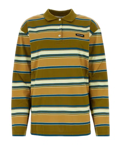 Miu Miu Cotton Jersey Polo Shirt In Multi