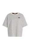 Miu Miu Striped Cotton T-shirt In White
