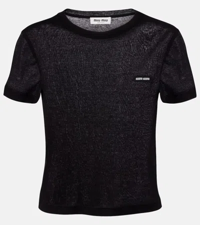 Miu Miu Cotton Jersey T-shirt In Black