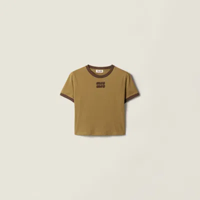 Miu Miu Cotton Jersey T-shirt In Green