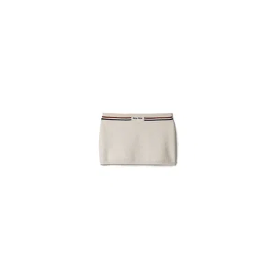 Miu Miu Cotton Knit Miniskirt In White