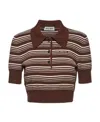 Miu Miu Cotton Knit Polo Shirt In Brown