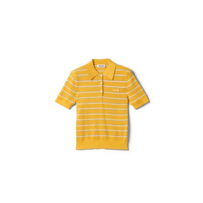 Miu Miu Cotton Knit Polo Shirt In Yellow