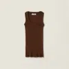 Miu Miu Cotton Knit Tank Top In Burgundy