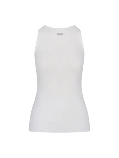 Miu Miu Cotton Knit Tank Top In White
