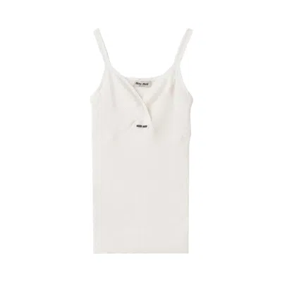 Pre-owned Miu Miu Cotton Knit Tank Top 'white' | Women's Size 38