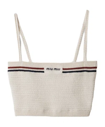 Miu Miu Women's Cotton Top In Neutral