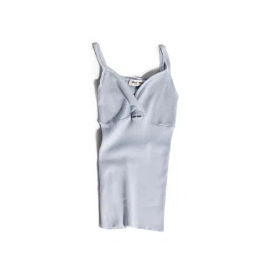 Miu Miu Cotton Knit Top In Blue