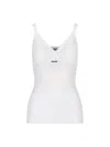 Miu Miu Pointelle V-neck Tank Top In White