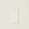 Miu Miu Pointelle V-neck Tank Top In White