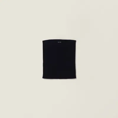 Miu Miu Cotton Knit Tube Top In Blue