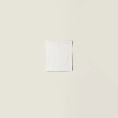 Miu Miu Cotton Knit Tube Top In White