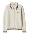 Miu Miu Cotton Crochet Color F7 Long Sleeve Zip Up Cardigan In Neutral