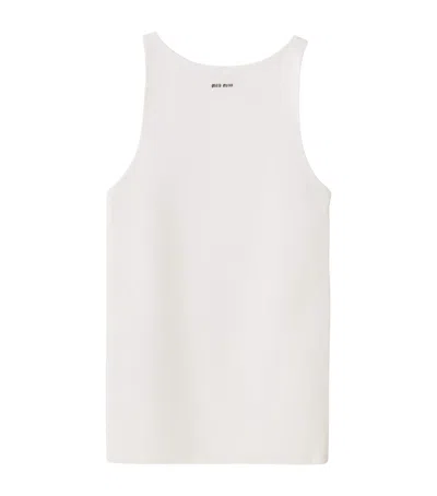 Miu Miu Cotton Knitted Logo Tank Top In White