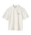 Miu Miu Logo-embroidered Cotton Polo Shirt In Bianco