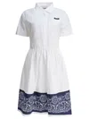 Miu Miu Bandana-print Poplin Midi Dress - Women's - Linen/flax/cotton In White