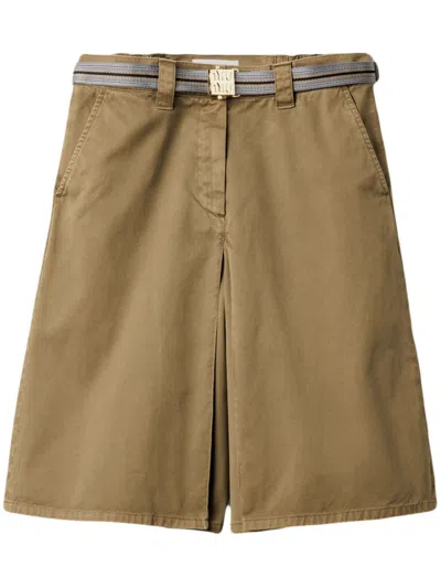 Miu Miu Logo Embroidered Mini Skirt In Oliva