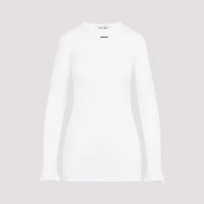 Miu Miu Cotton Mini Dress Long Sleeves In White