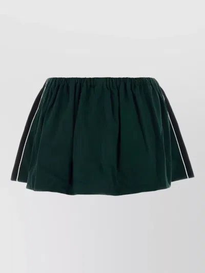 Miu Miu Cotton Mini Skirt Contrast Side Panels In Green