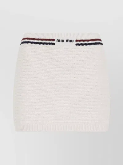Miu Miu Cotton Mini Skirt Crochet Effect