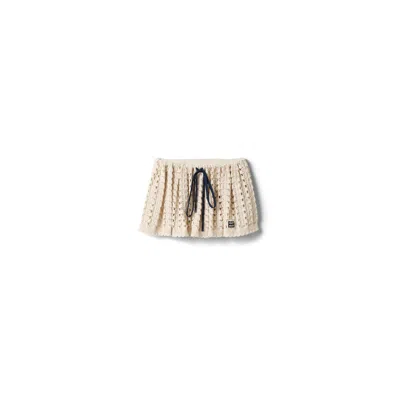 Miu Miu Cotton Miniskirt In Neutral
