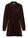 Miu Miu Logo-print Cotton Dress In Brown