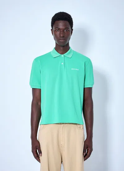Miu Miu Cotton Piqué Polo Shirt In Green