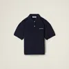 Miu Miu Short Sleeve Fitted Polo Collar Top In Black