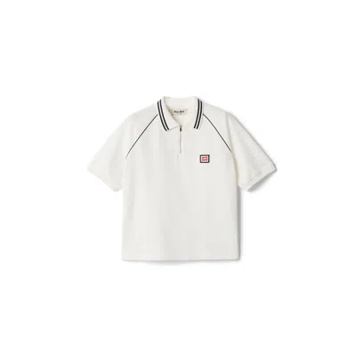 Miu Miu Cotton Piqué Polo Shirt In White