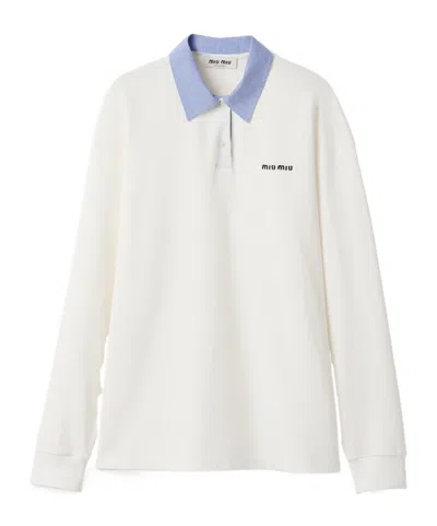 Miu Miu Cotton Piqué Polo Shirt In Multi