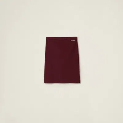 Miu Miu Cotton Piqué Skirt In Amaranth Red/maize Yellow