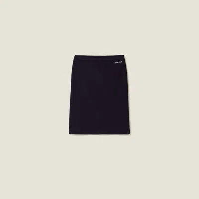 Miu Miu Cotton Piqué Skirt In Navy