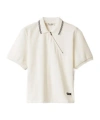 Miu Miu Ribbed Trim Zippered Polo Shirt In White