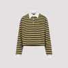 Miu Miu Striped Jersey Oversized Cropped Polo Shirt In Yellow