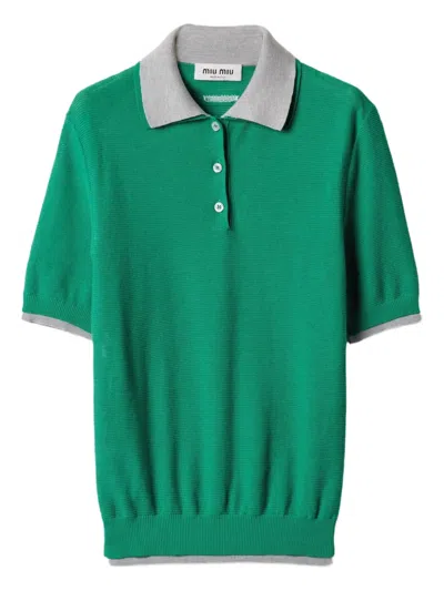Miu Miu Cotton Polo Shirt In Green