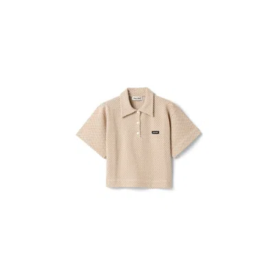 Miu Miu Cotton Polo Shirt In Neutral