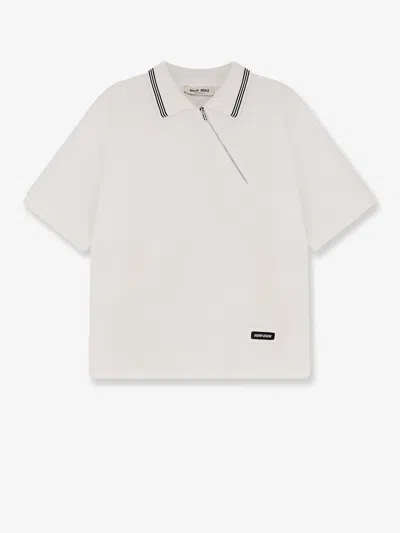 Miu Miu Cotton Polo Shirt With Asymmetric Zip In White