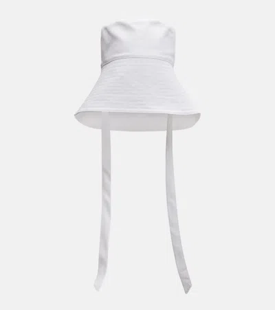 Miu Miu Cotton Poplin Bucket Hat In White