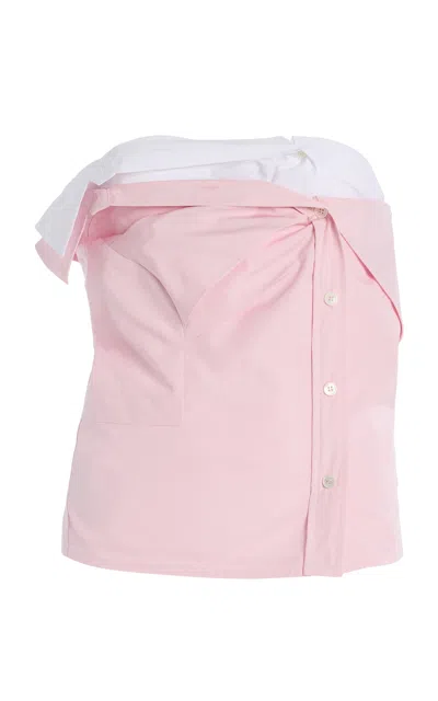 Miu Miu Cotton Poplin Bustier Top In Pink