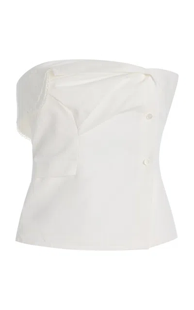 Miu Miu Cotton Poplin Bustier Top In White