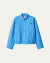 Miu Miu Button-down Collar Cotton Jacket With Elastic Hem