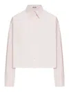 Miu Miu Boxy Shirt With A Raw Cut In Pink & Purple