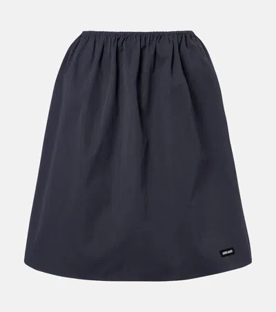 Miu Miu Cotton Poplin Midi Skirt In Blue