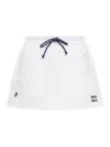 Miu Miu Cotton Poplin Mini Skirt With Logo In White