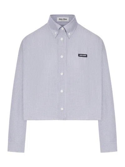 Miu Miu Cotton Poplin Shirt In Blue