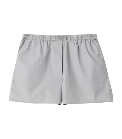 Miu Miu Poplin Boxers In Gray