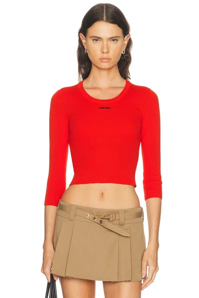 Miu Miu Cotton Ribs F.12 Top In Orange