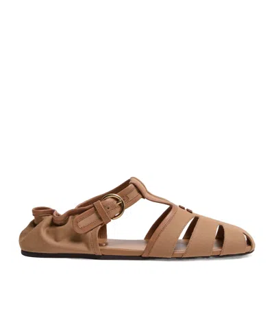 Miu Miu Cotton Sandals In Brown